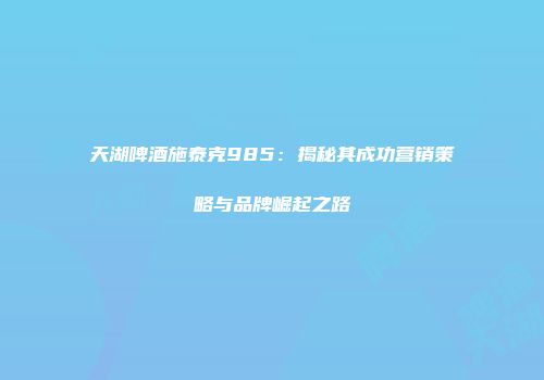 天湖啤酒施泰克985：揭秘其成功营销策略与品牌崛起之路