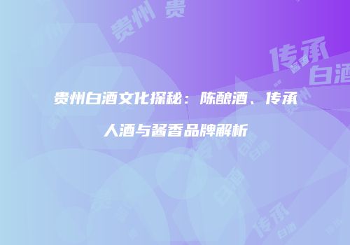 贵州白酒文化探秘：陈酿酒、传承人酒与酱香品牌解析