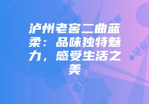 泸州老窖二曲蓝柔：品味独特魅力，感受生活之美