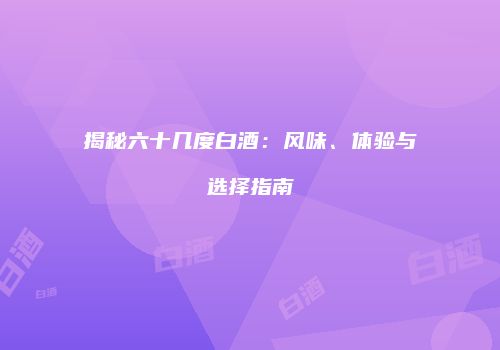 揭秘六十几度白酒：风味、体验与选择指南