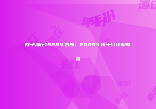 戎子酒庄1928年始创：2009年份干红佳酿鉴赏