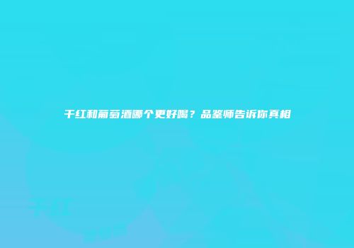 干红和葡萄酒哪个更好喝？品鉴师告诉你真相