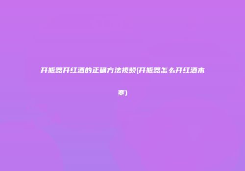 开瓶器开红酒的正确方法视频(开瓶器怎么开红酒木塞)