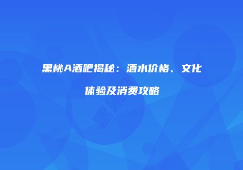 黑桃A酒吧揭秘：酒水价格、文化体验及消费攻略