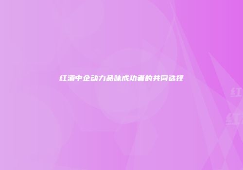 红酒中企动力品味成功者的共同选择
