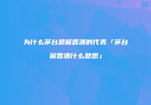 为什么茅台是酱香酒的代表「茅台酱香酒什么意思」