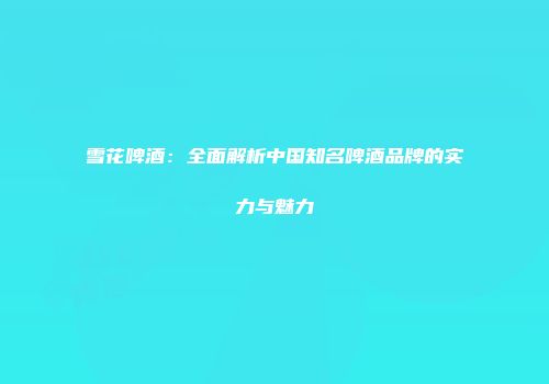 雪花啤酒：全面解析中国知名啤酒品牌的实力与魅力
