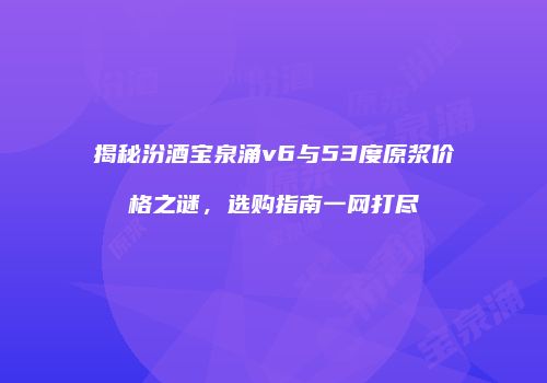 揭秘汾酒宝泉涌v6与53度原浆价格之谜，选购指南一网打尽