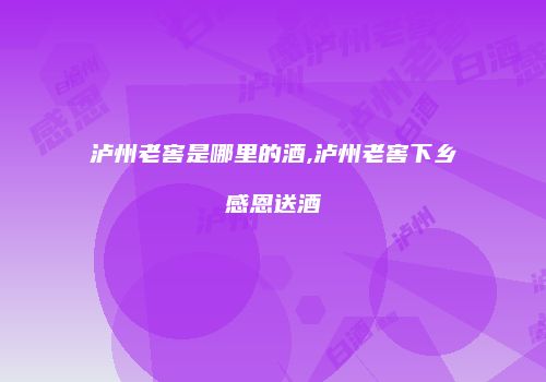 泸州老窖是哪里的酒,泸州老窖下乡感恩送酒