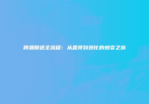 啤酒酿造全流程：从麦芽到熟化的蜕变之旅