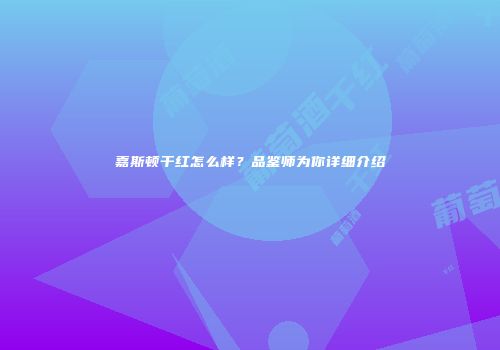 嘉斯顿干红怎么样？品鉴师为你详细介绍