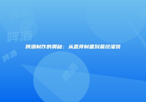 啤酒制作的奥秘：从麦芽制备到最终灌装