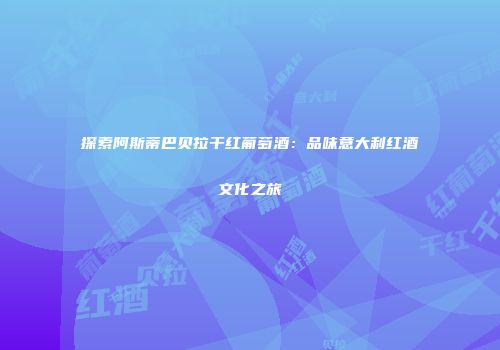 探索阿斯蒂巴贝拉干红葡萄酒：品味意大利红酒文化之旅