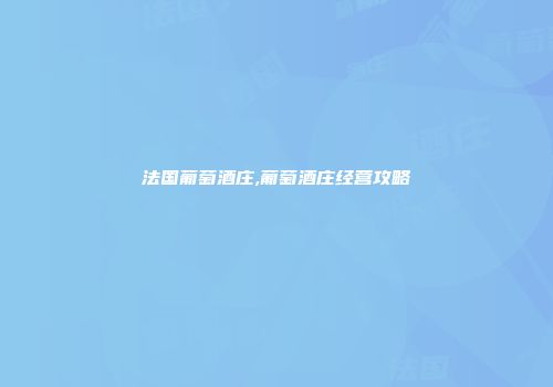 法国葡萄酒庄,葡萄酒庄经营攻略