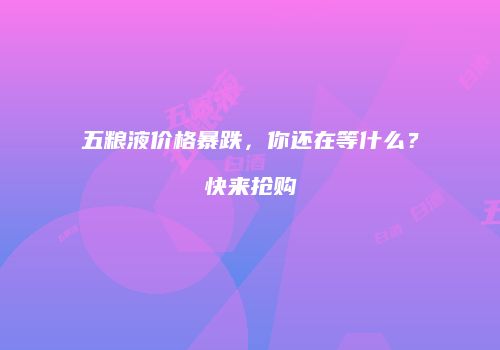 五粮液价格暴跌，你还在等什么？快来抢购