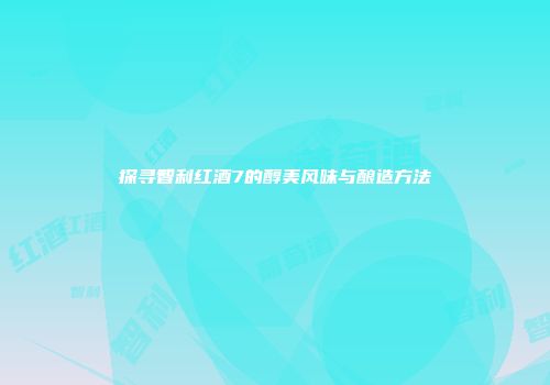 探寻智利红酒7的醇美风味与酿造方法