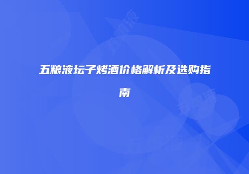五粮液坛子烤酒价格解析及选购指南