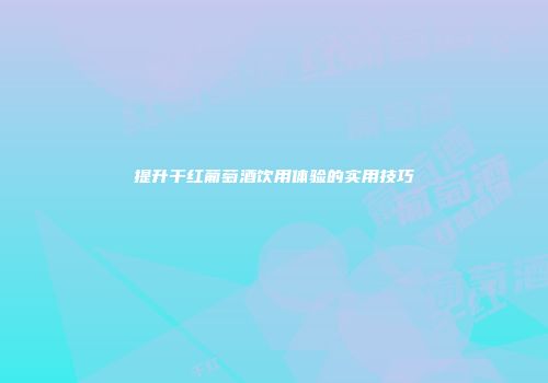提升干红葡萄酒饮用体验的实用技巧