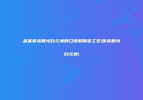 品鉴张裕麟光白兰地的口感和酿造工艺(张裕麟光白兰地)
