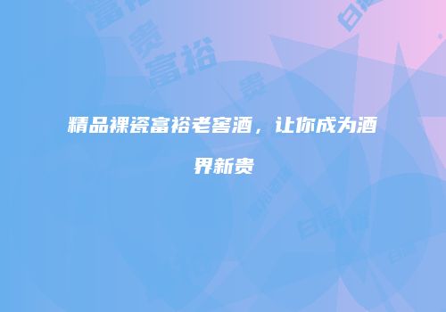 精品裸瓷富裕老窖酒，让你成为酒界新贵