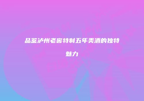 品鉴泸州老窖特制五年美酒的独特魅力