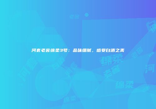 河套老窖绵柔3号：品味细腻，感受白酒之美