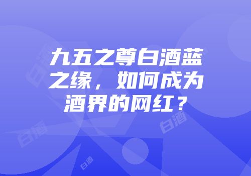 九五之尊白酒蓝之缘，如何成为酒界的网红？