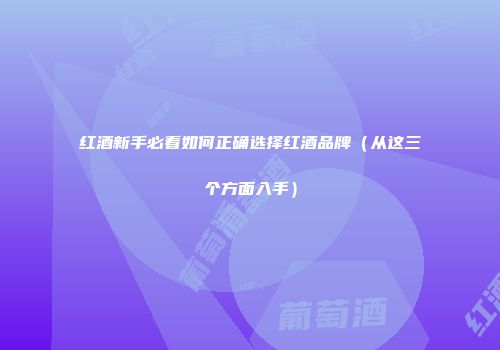 红酒新手必看如何正确选择红酒品牌（从这三个方面入手）