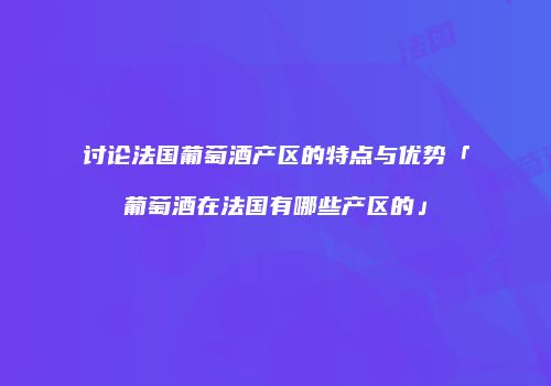 讨论法国葡萄酒产区的特点与优势「葡萄酒在法国有哪些产区的」