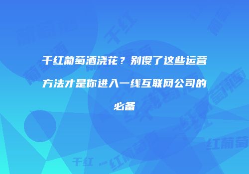 干红葡萄酒浇花？别傻了这些运营方法才是你进入一线互联网公司的必备
