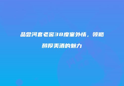 品尝河套老窖38度塞外情，领略醇厚美酒的魅力