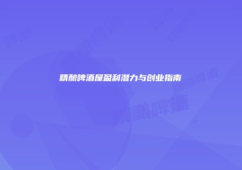 精酿啤酒屋盈利潜力与创业指南