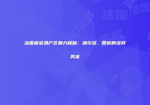 法国葡萄酒产区魅力探秘：波尔多、香槟的多样风采