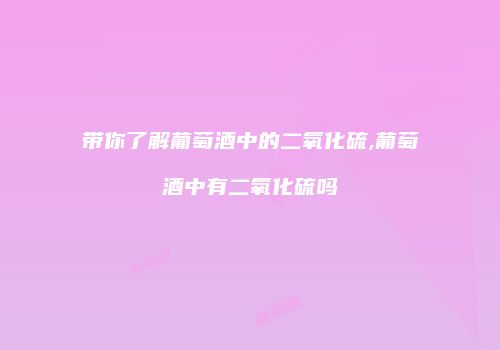 带你了解葡萄酒中的二氧化硫,葡萄酒中有二氧化硫吗