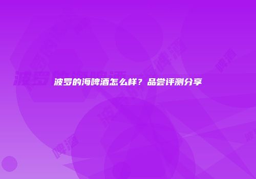波罗的海啤酒怎么样？品尝评测分享