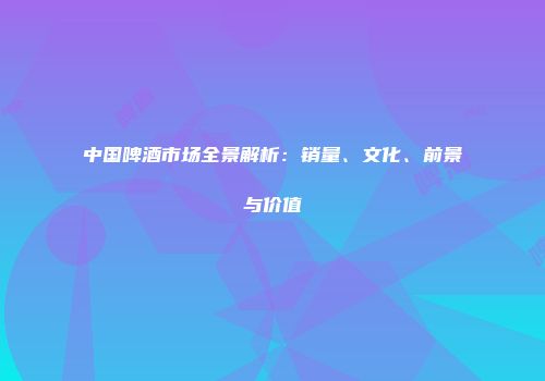 中国啤酒市场全景解析：销量、文化、前景与价值