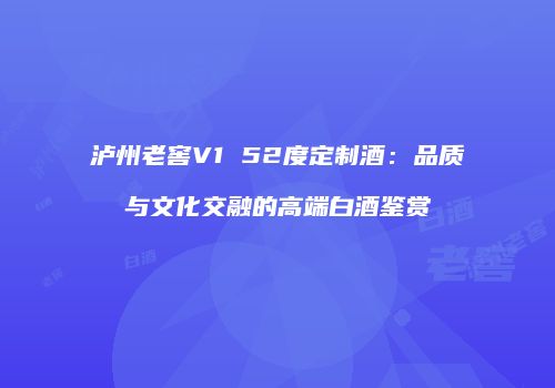 泸州老窖V1 52度定制酒：品质与文化交融的高端白酒鉴赏