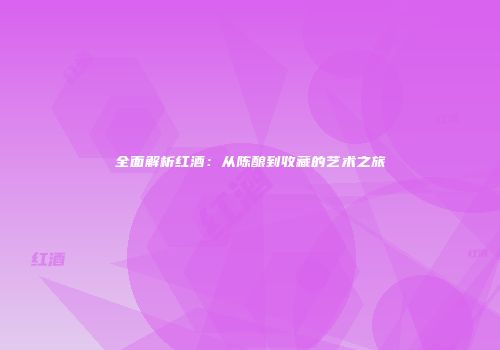 全面解析红酒：从陈酿到收藏的艺术之旅