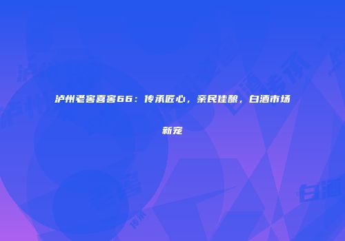 泸州老窖喜窖66：传承匠心，亲民佳酿，白酒市场新宠