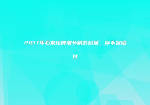 2017年石家庄啤酒节精彩纷呈，你不容错过