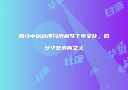锦绣中原杜康白酒品味千年文化，感受华夏酒香之美