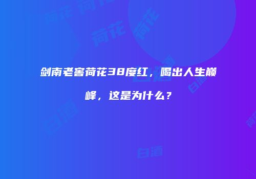 剑南老窖荷花38度红，喝出人生巅峰，这是为什么？