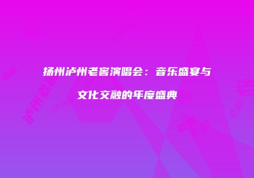 扬州泸州老窖演唱会：音乐盛宴与文化交融的年度盛典