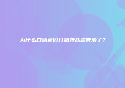 为什么白酒迷们开始转战喝啤酒了？