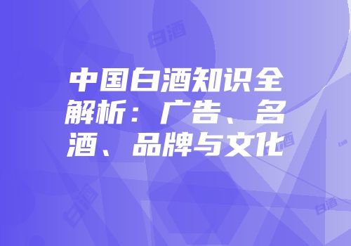 中国白酒知识全解析：广告、名酒、品牌与文化
