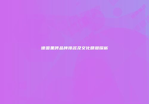德国黑啤品牌排名及文化精髓探析
