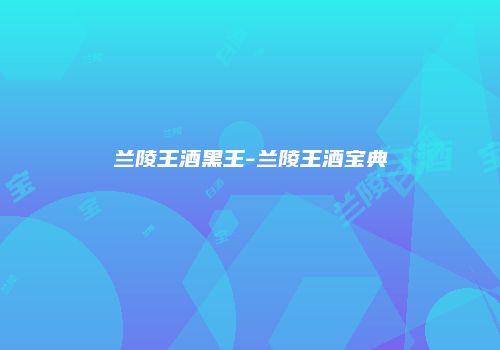 兰陵王酒黑王-兰陵王酒宝典