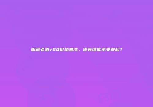 粉藏老酒v20价格暴涨，还有谁能承受得起？
