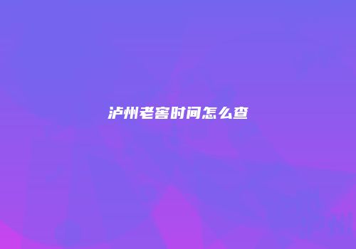 泸州老窖时间怎么查