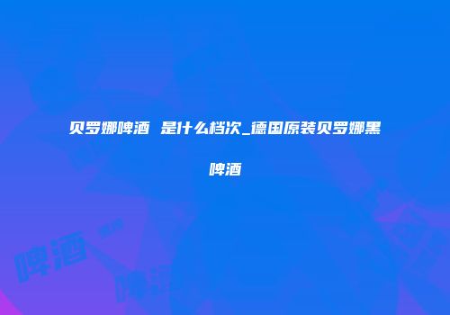 贝罗娜啤酒 是什么档次_德国原装贝罗娜黑啤酒